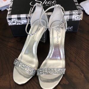 Silver glitter heels